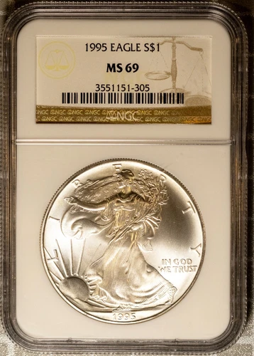 1995 $1 Silver American Eagle MS 69 NGC # 3551151-305 + Bonus