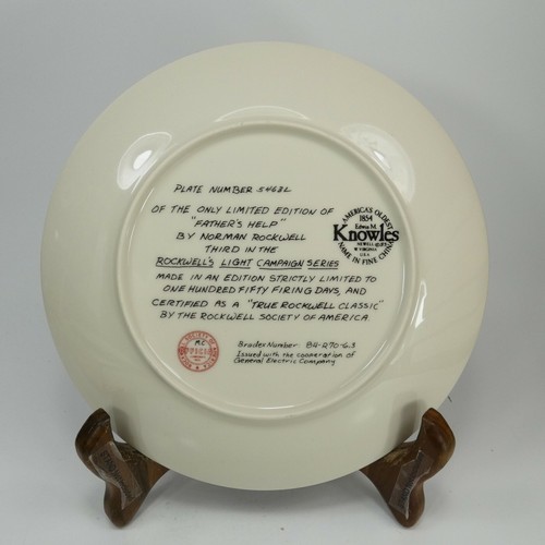 FATHER'S HELP Knowles Plate Norman Rockwell serie campagna leggera COA Z1HYC - Foto 11 di 12