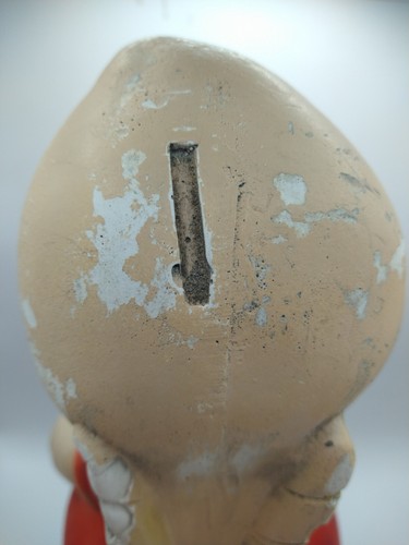 Antica bambola Kewpie gesso rosso penny bank angelo statua 12” premio carnevale - Foto 5 di 16