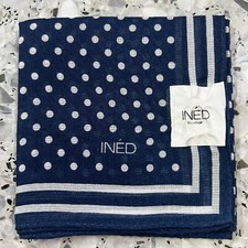 MAN HANDKERCHIEF VTG CLASSIC BLUE POLKA DOTS COTTON POCKET ART SQUARE 18   JP165