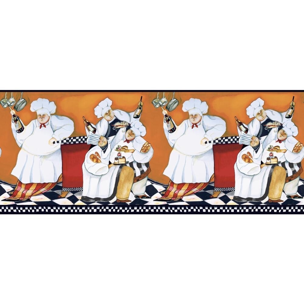 CHEFS A - Cooking BORDER PREPASTED WALLPAPER BGKitchen Cafe Wall Decor
