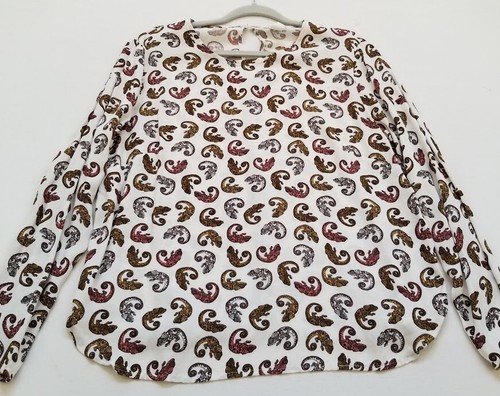 H&M Blouse Womens 14 Multicolor Chameleon Animal Print Long Sleeve Crew Neck Top - Picture 2 of 12