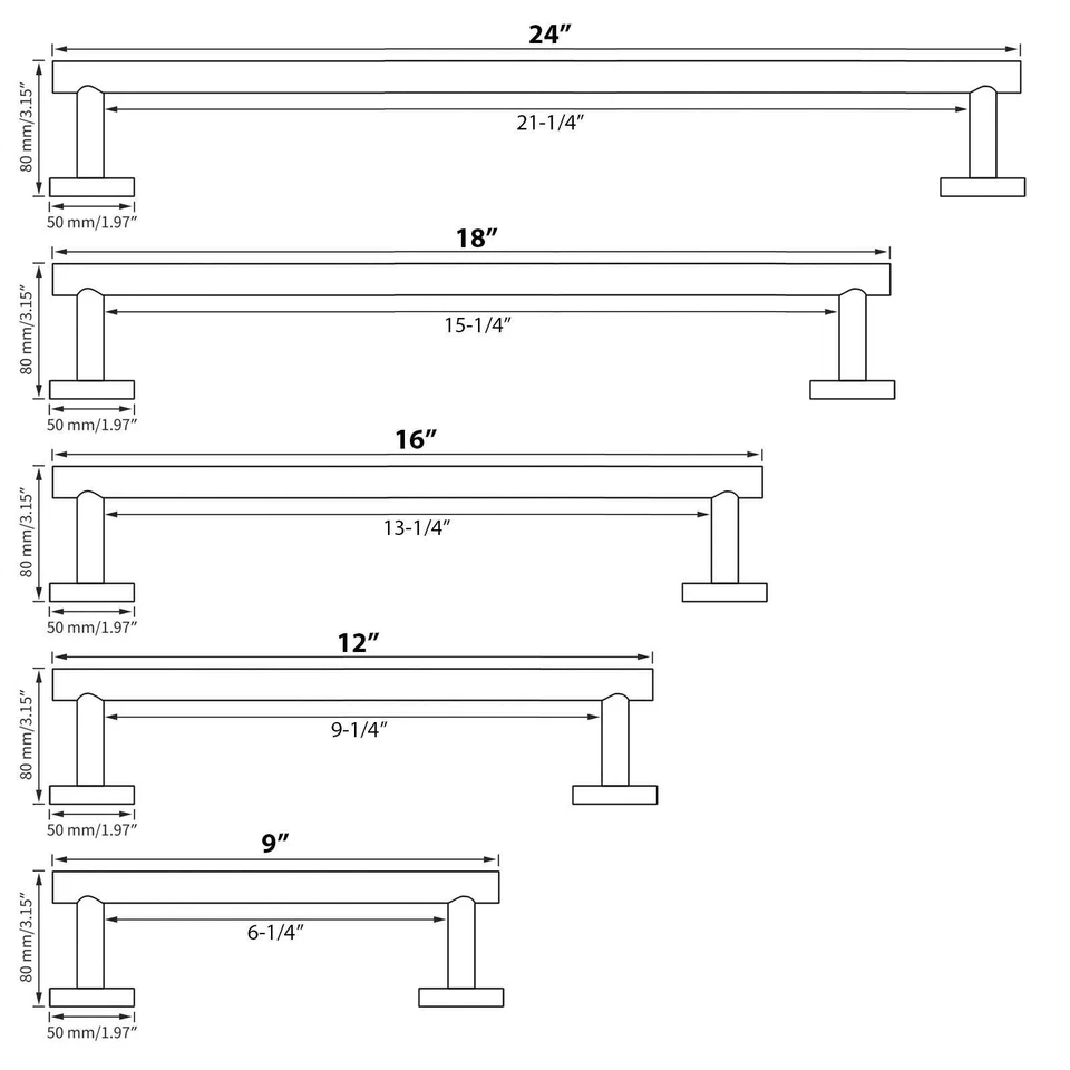 Modern Brushed Nickel Towel Bar Rail Stainless Steel Wall Mounted Bathroom Hang - Image 2 of 4