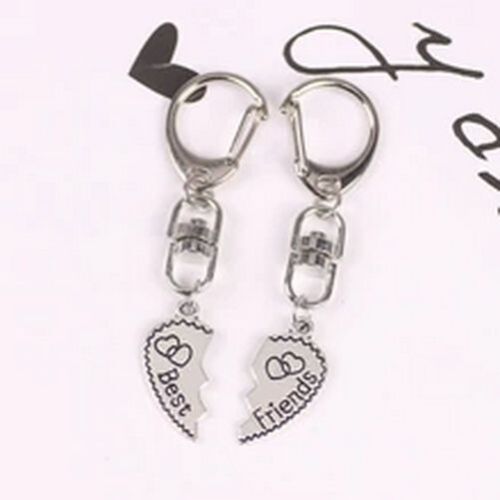 Broken Heart Keychain Best Friend Charm Silver Color Charms Friendship Keychains - Picture 1 of 17