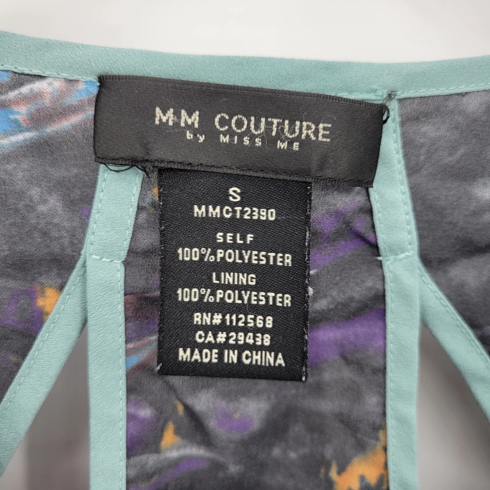 MM Couture Miss Me Топ Женский Маленький Черный Вычурный Богемный Принт Вырез Сзади Струящийся - Изображение 3 из 4