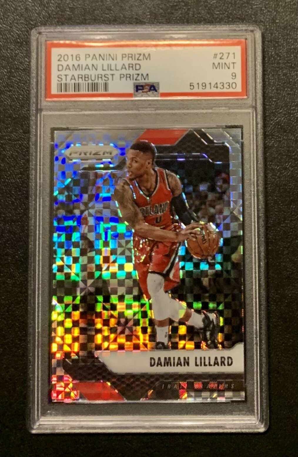 2016-17 Panini Prizm DAMIAN LILLARD Starburst SSP #271 PSA 9 Blazers Low Pop