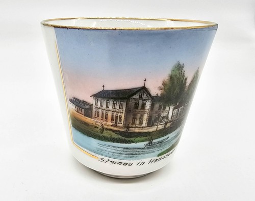 Steinau Hanover Germany Cup Souvenir Vintage Saxony Village, Waterway, Canoe - Picture 2 of 14