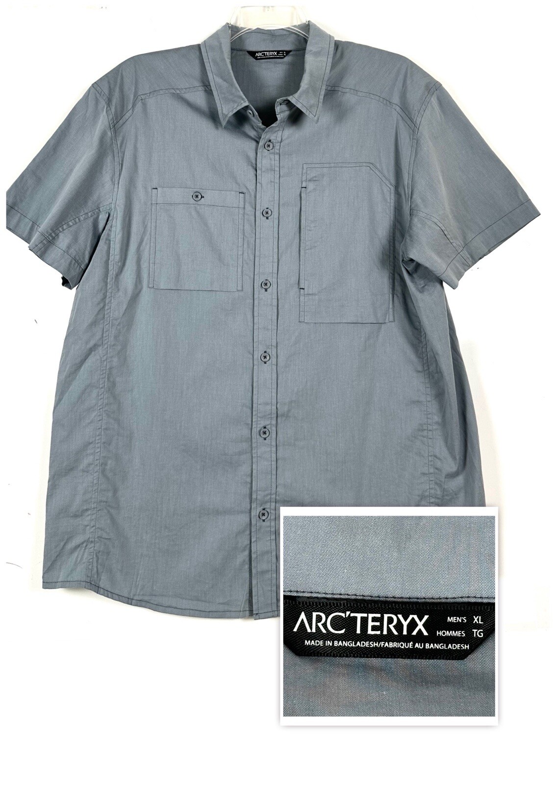 Arc'teryx Camicia Bottoni Uomo Manica Corta Outdoor Escursionismo Blu Acciaio Taglia XL