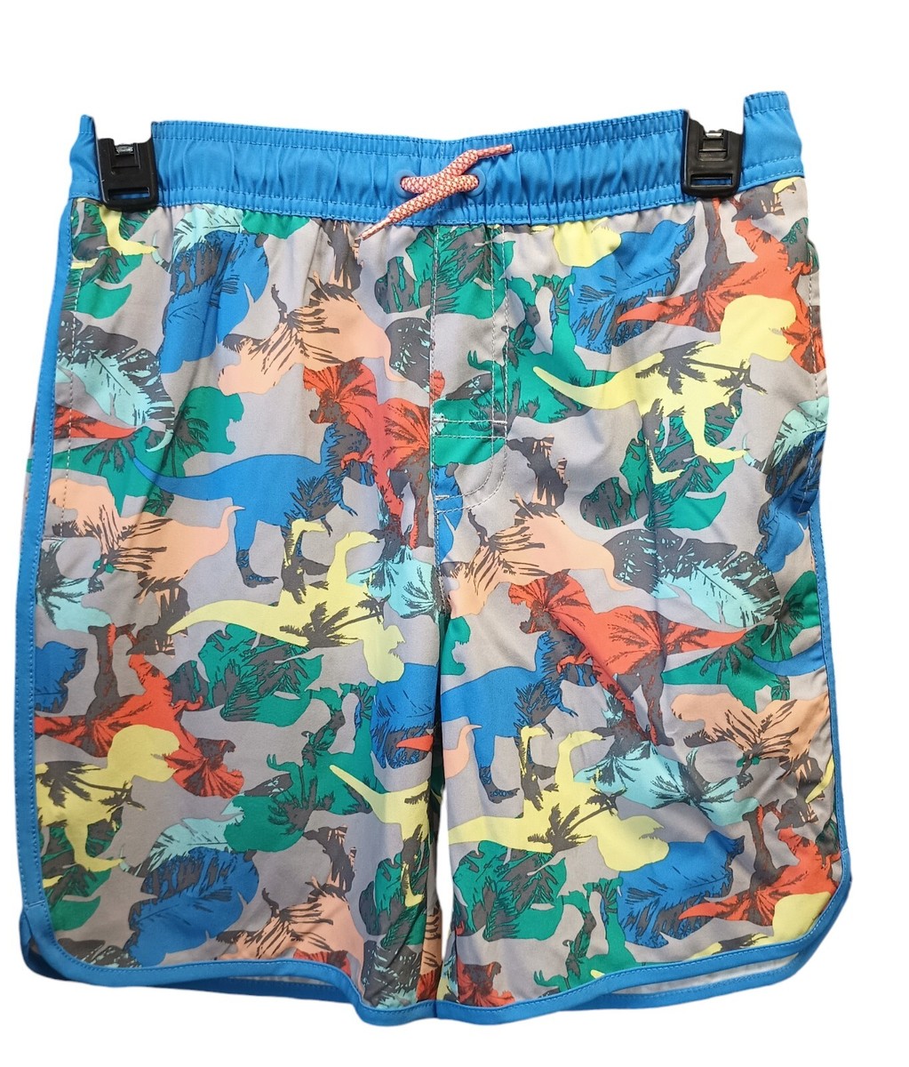 Wonder Nation Boys Quick Dry UPF 50+ Swim Trunks In Dinosaur