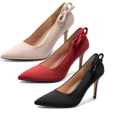 Women Slip On Pump Shoes Stilettos High Heel Pointed Toe Wedding Party Pumps