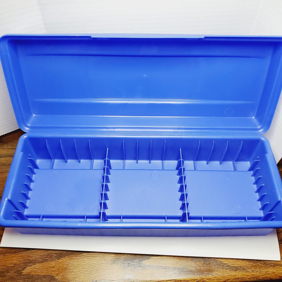 Vintage Alpha Cassette Tape Holder Storage Case Holds 15/24 Blue Hinged