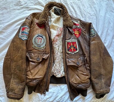 希少 USA製 AVIREX フライトジャケット G-1 レザー ブラウン Vintage Avirex Type G-1 Leather Flight Bomber Jacket Size S