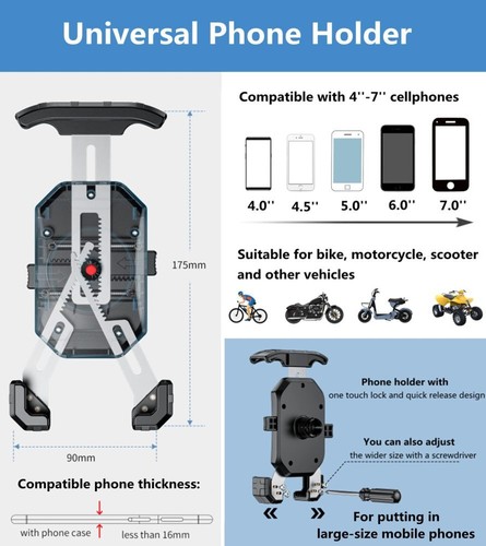 360°Fahrrad Handyhalterung Motorrad Handy Halterung für 4,0-7,0 Zoll Smartphones - Zdjęcie 5 z 9