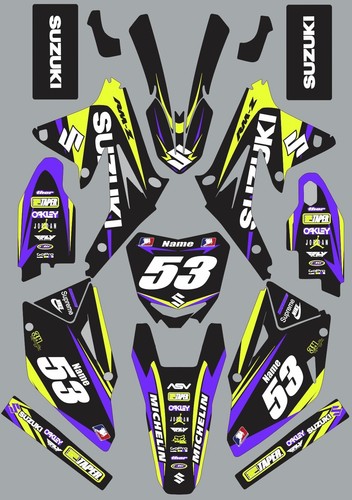 Purple Yellow Graphics for 2008-2017 Suzuki RMZ450 RMZ 450 Shroud Decal Sticker