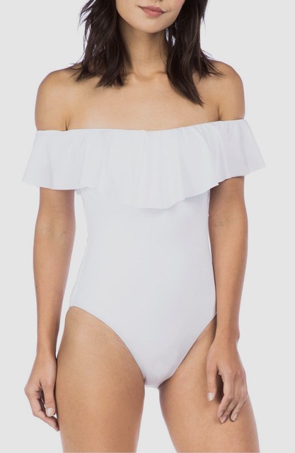 trina turk off shoulder one piece