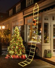 Christmas Decorations LED Ladder Lights with Climbing Santa Claus, 10ft Outdo...