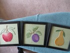 NEW - MACHINE EMBROIDERED PEAR, PLUM, APPLE  PICTURES — photo 1