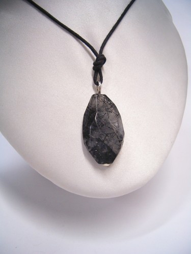 Ciondolo in ARGENTO 925 con QUARZO RUTILATO e girocollo - pendente pietra dura - - 第 1/5 張圖片