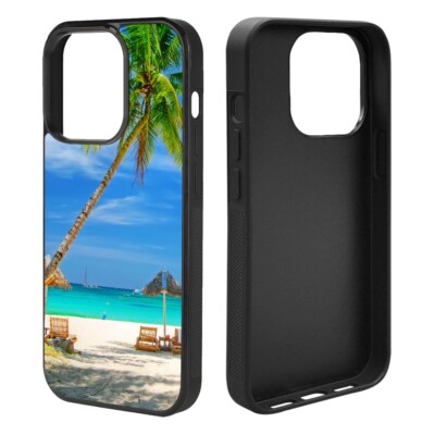 Case For iPhone 16 15 14 13 12 Pro Max Galaxy S23 -Tropical Beach Resort Palm
