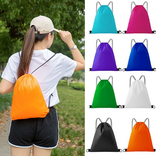 Waterproof Sport String Drawstring Bag Pack Sack School Gym Tote Casual Backpack - Picture 7 of 14