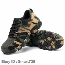 Men's Safety Work Shoes Breathable Outdoor Camouflage Boots Steel Toe Sneakers
