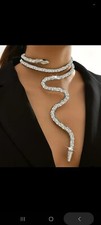 Silver Serpent necklace/ glittery, shiny, beautiful, elegant, snake necklace