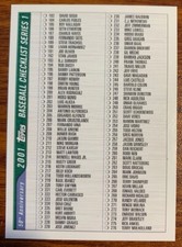 2001 Topps Series 1 Green/Blue Checklist #2 of 4 Used Free Shipping