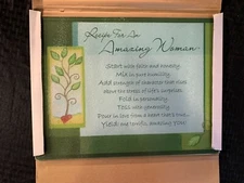 Cutting Board Tempered Glass Abbey Gift "Recipe for an Amazing Woman" NEW
