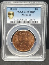 Australia 1964 M  PENNY PCGS Graded MS64 RD