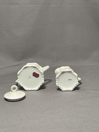 Vintage Lefton Porcelain Miniature Bisque White Cream and Sugar Set with Cherubs - Picture 17 of 17
