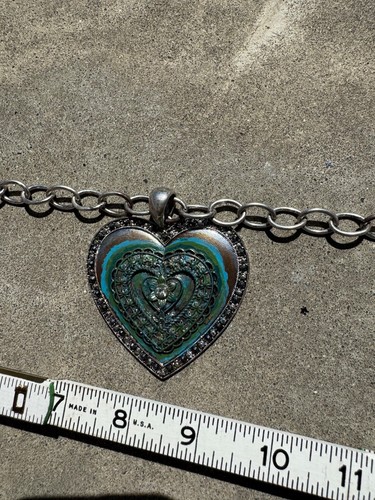 Large painted Heart Pendant Fashion Costume Jewelry Necklace - Picture 6 of 9