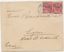 DEUTSCHES REICH 1897 10Pf Adler selt. MeF auf Kab.-Auslandsbrief von LÜDENSCHEID
