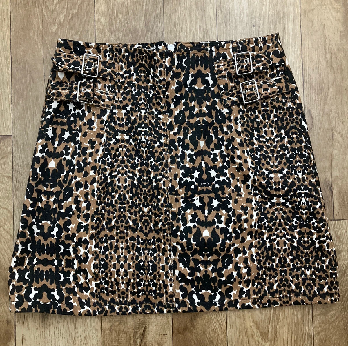 topshop Petite Size 4 Leopard Print Denim Skirt | eBay