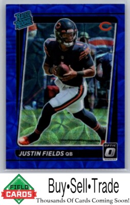 2021  Donruss Optic 204 Justin Fields Blue Scope Prizm Rookie RC Bears