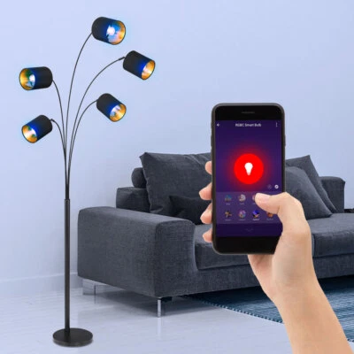 Smart RGB LED Steh Lampe dimmbar Google Alexa Textil Stand Leuchte verstellbar - Bild 1 von 4