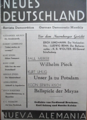 NEUES DEUTSCHLAND 2- 1946 Nueva Alemania Wilhelm Pieck Kaestner Zweig Stern Uhse