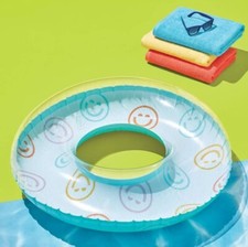Sun Squad Inflatable Swim Tube with Handles Happy Face 31 IN Diameter