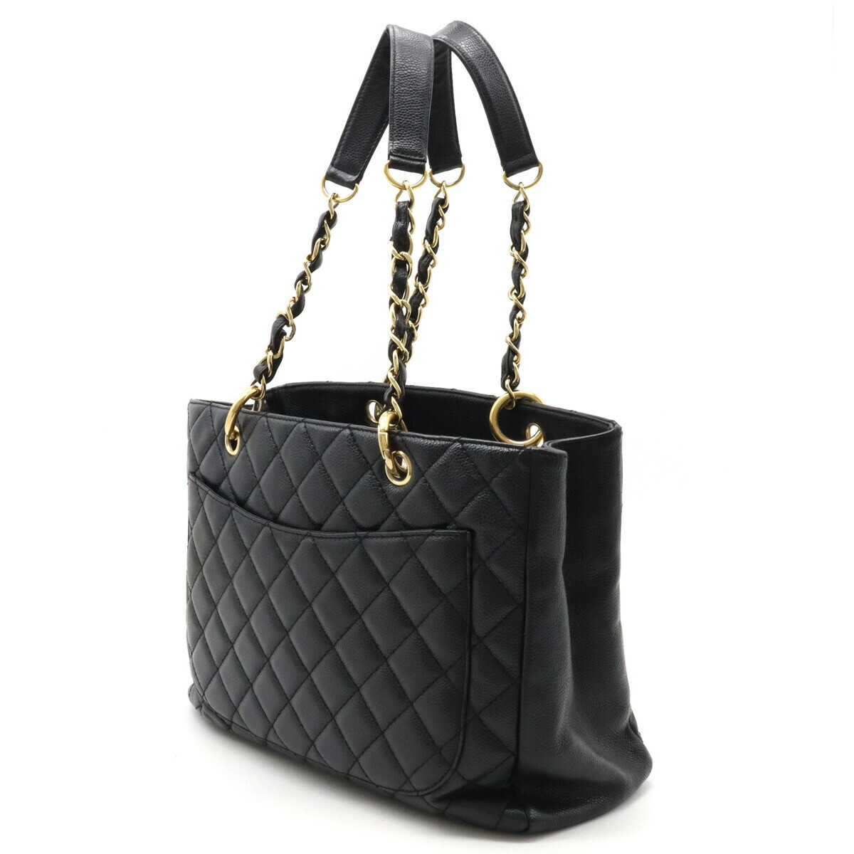 CHANEL Matrasse Coco Mark Chain Tote Bag Shoulder Cabiaskin