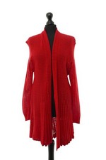 Remel Womens Cardigan Sweater XL Red V Neck Chunky Knit With Cotton