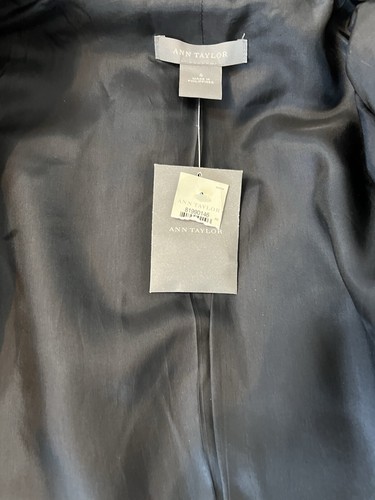 Ann Taylor NWT Size 4 Women’s Wool Pin-Striped Dark Grey Pocketed Blazer - Picture 14 of 16