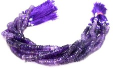 Natural Purple Amethyst Faceted Rondelle Heishi 6/7mm Gemstone Beads 8 Inch Long