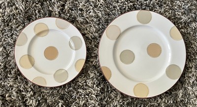 NWT Set of Noritake Ambience Mocha Java Polka Dots 11'' Dinner + 8.5'' Salad Plate