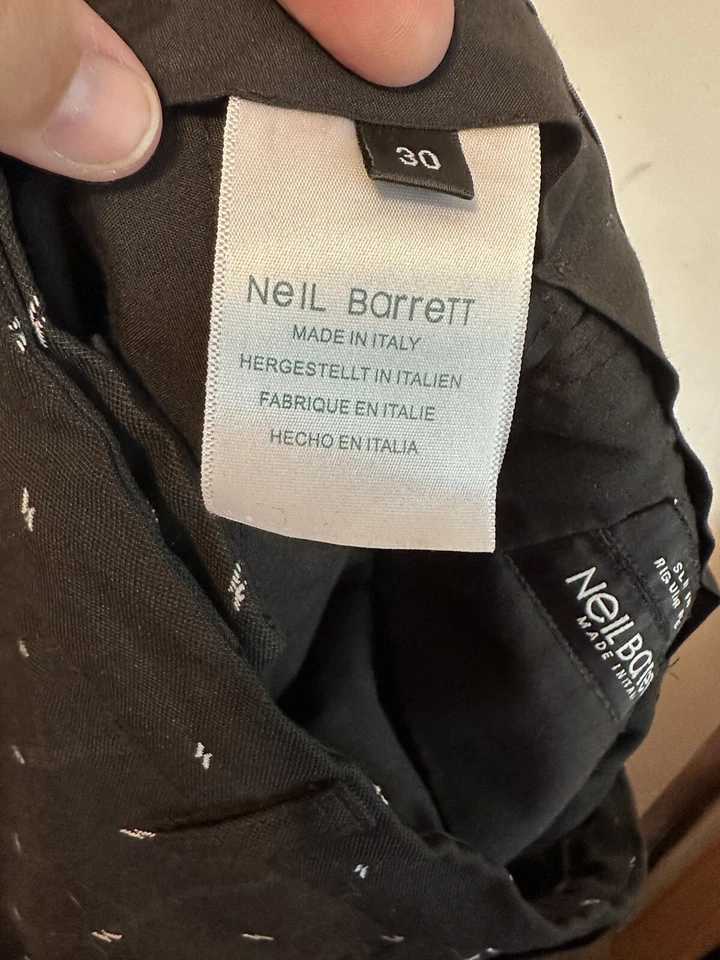 Pantalones Neil Barrett Para Mujer Calce Ajustado Rayo Perno Negro Talla 30 Foto 4 de 4