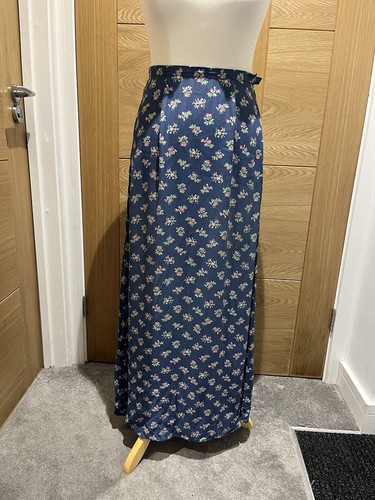 Vintage Laura Ashley Blue Floral Maxi Boho Skirt
