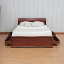 Mahogany Sleigh Bed Frame with 4 storage drawers 6