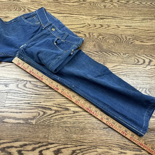 VTG 50s Big Smith Sanforized Selvedge Denim Jeans Boys Western Gripper Zipper - Picture 2 of 11