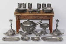 Antique German Dollhouse G.S hlke Berlin Soft Metal Dinner Service Miniature