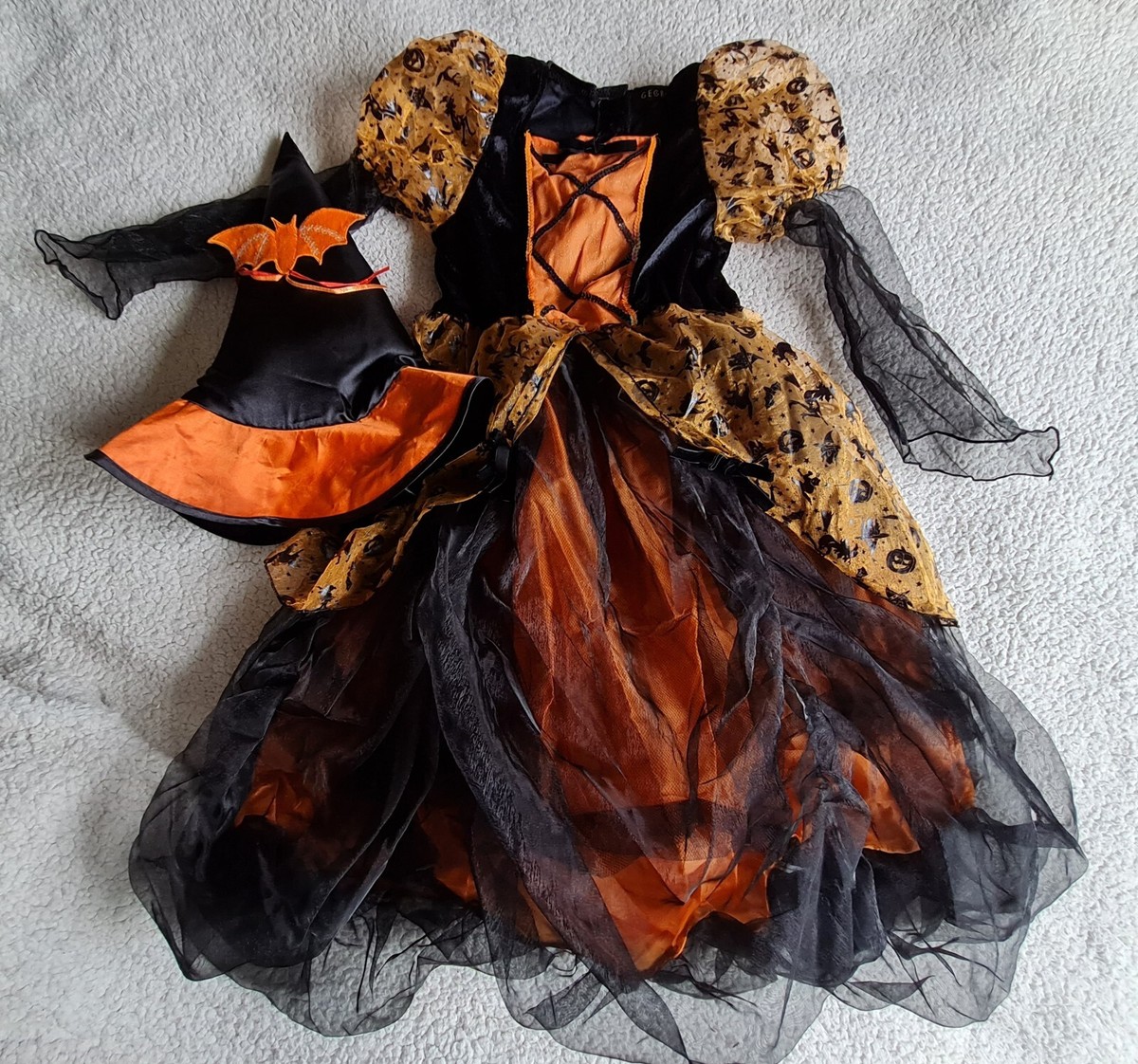 black and orange halloween dress Shop Witch Costume, Adult Halloween Costume, Orange Black Victorian Gown, Fall Style Dress With High Slit, Gothic Pumpkin Gown, Goddess Gown - main image 0