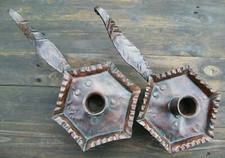 PAIR 18th CENTURY IRON GERMANIC CHAMBERSTICK CANDLESTICK 1700/1730  NOT BRASS