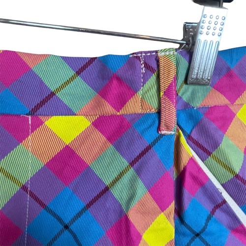 Royal & Awesome Men's Plaid Golf Shorts Purple Pink Yellow Blue Size 38 - Picture 3 of 6
